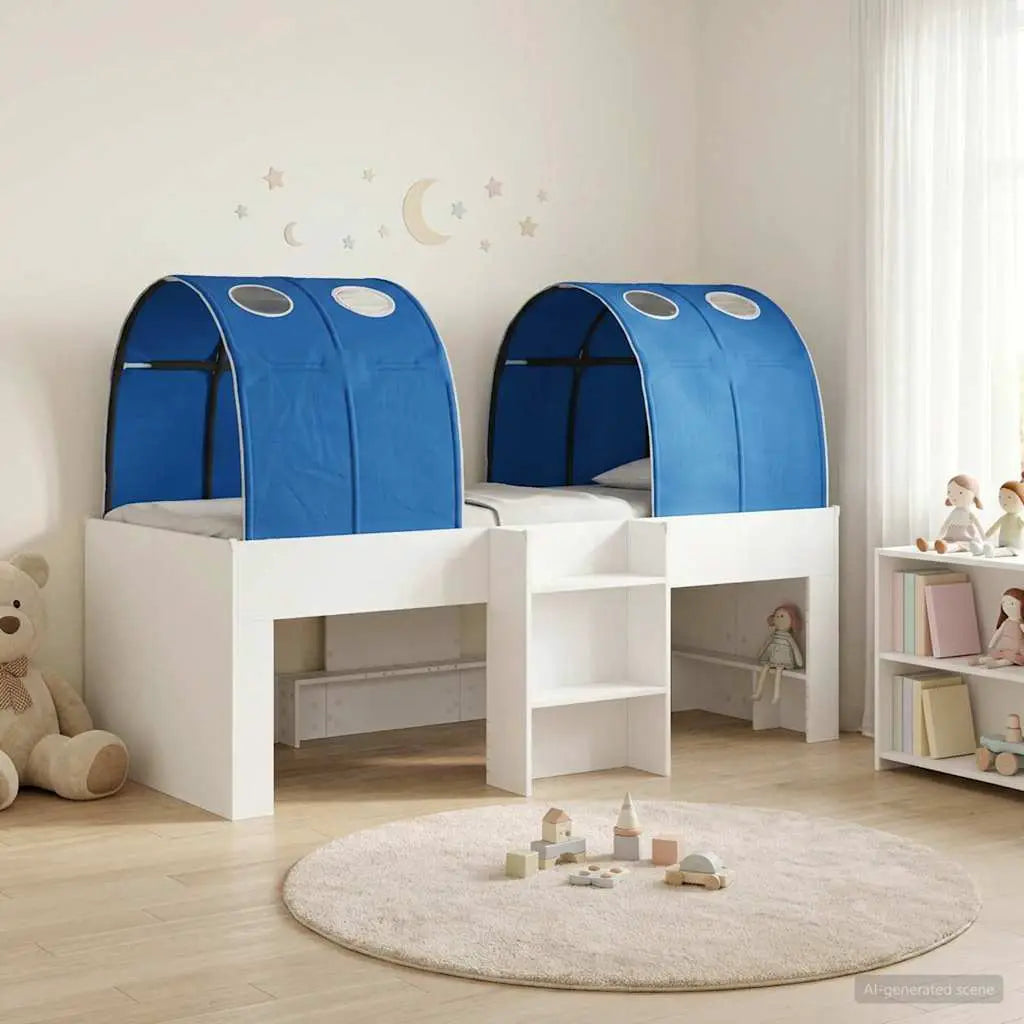 vidaXL Kids'High Bed Frame with Tunnel White and Light Blue - from vidaXL