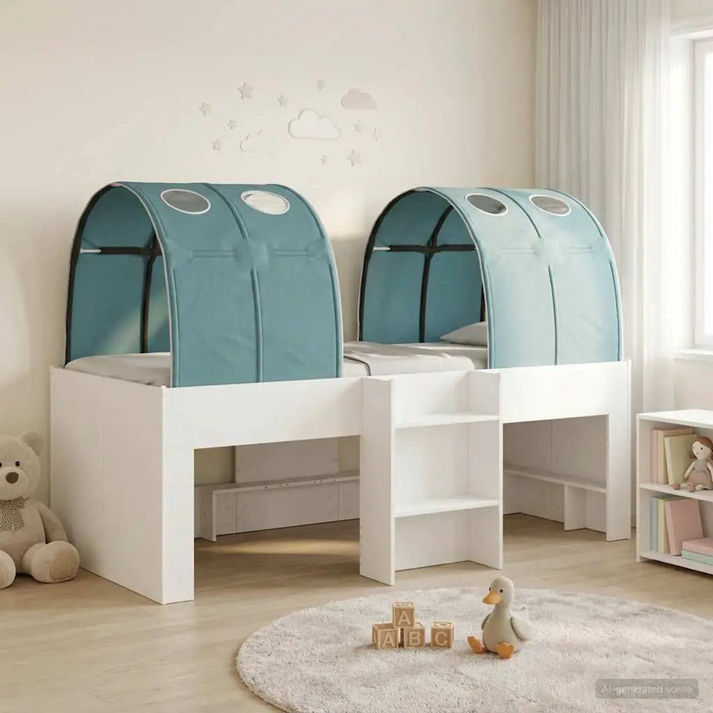 vidaXL Kids'High Bed Frame with Tunnel White and Light Blue - from vidaXL