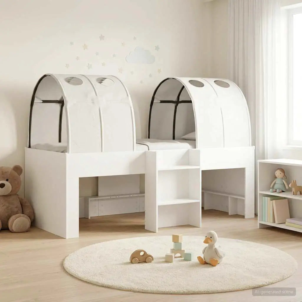 vidaXL Bed with Tunnel 4 pcs White and Light Blue Engineered Wood - from vidaXL