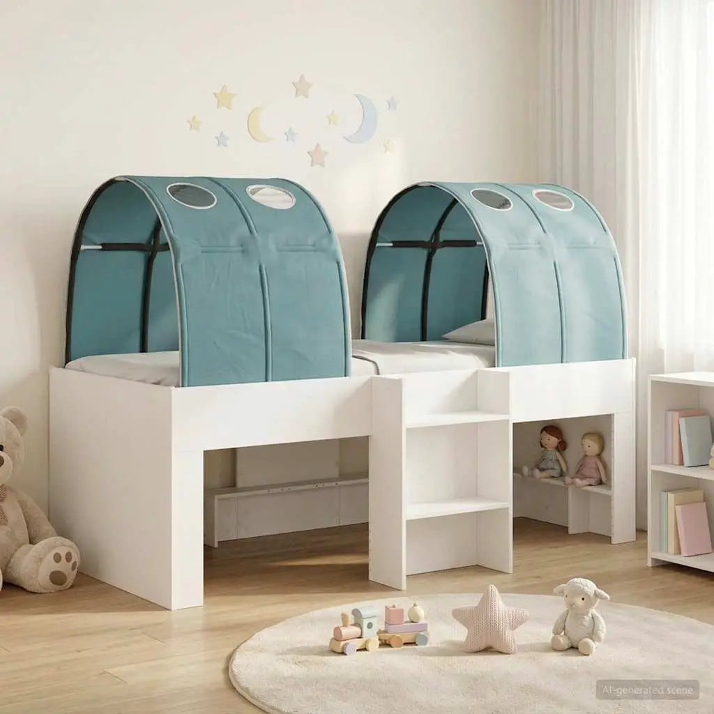 vidaXL Bed with Tunnel 4 pcs White and Light Blue Engineered Wood - from vidaXL