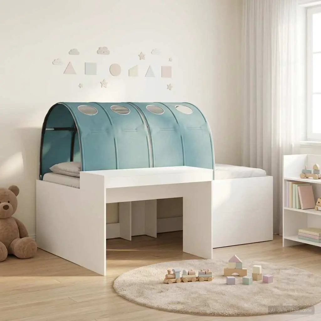 vidaXL Bed with Tunnel 4 pcs White and Light Blue Engineered Wood - from vidaXL