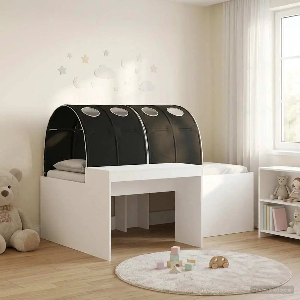 vidaXL Kids'High Bed Frame with Desk White and Light Blue - from vidaXL