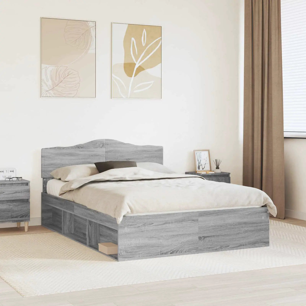 vidaXL Bed Frame with Headboard White 200 x 200 cm Solid Pine Wood - from vidaXL