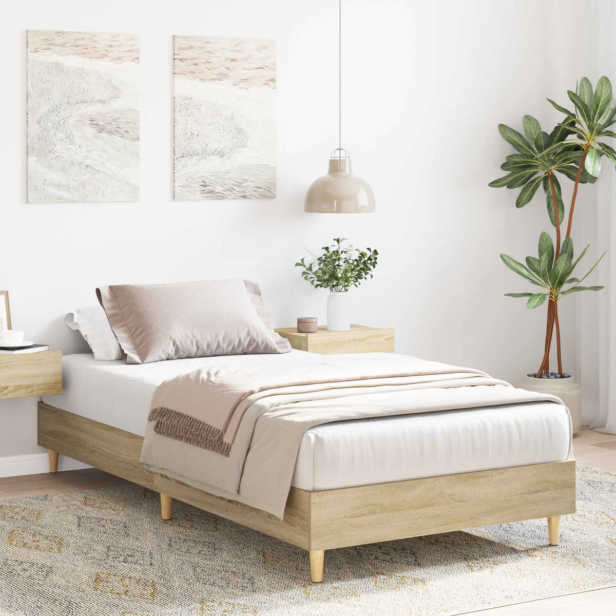 vidaXL Bed Frame White 80 x 200 cm Engineered Wood - from vidaXL