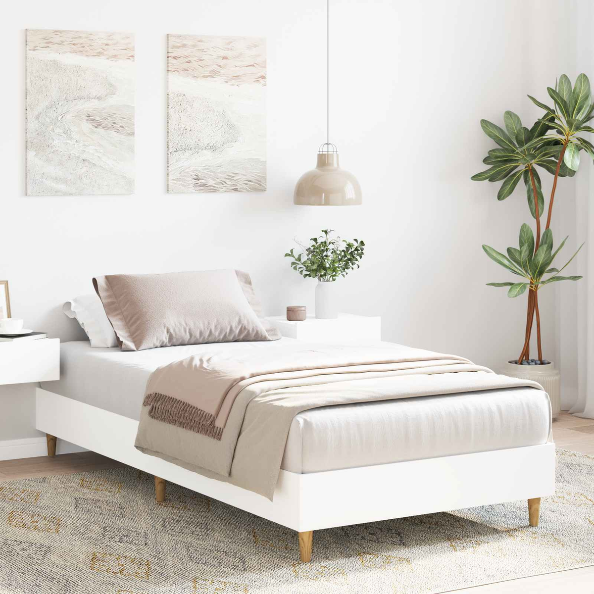 vidaXL Bed Frame White 80 x 200 cm Engineered Wood - from vidaXL