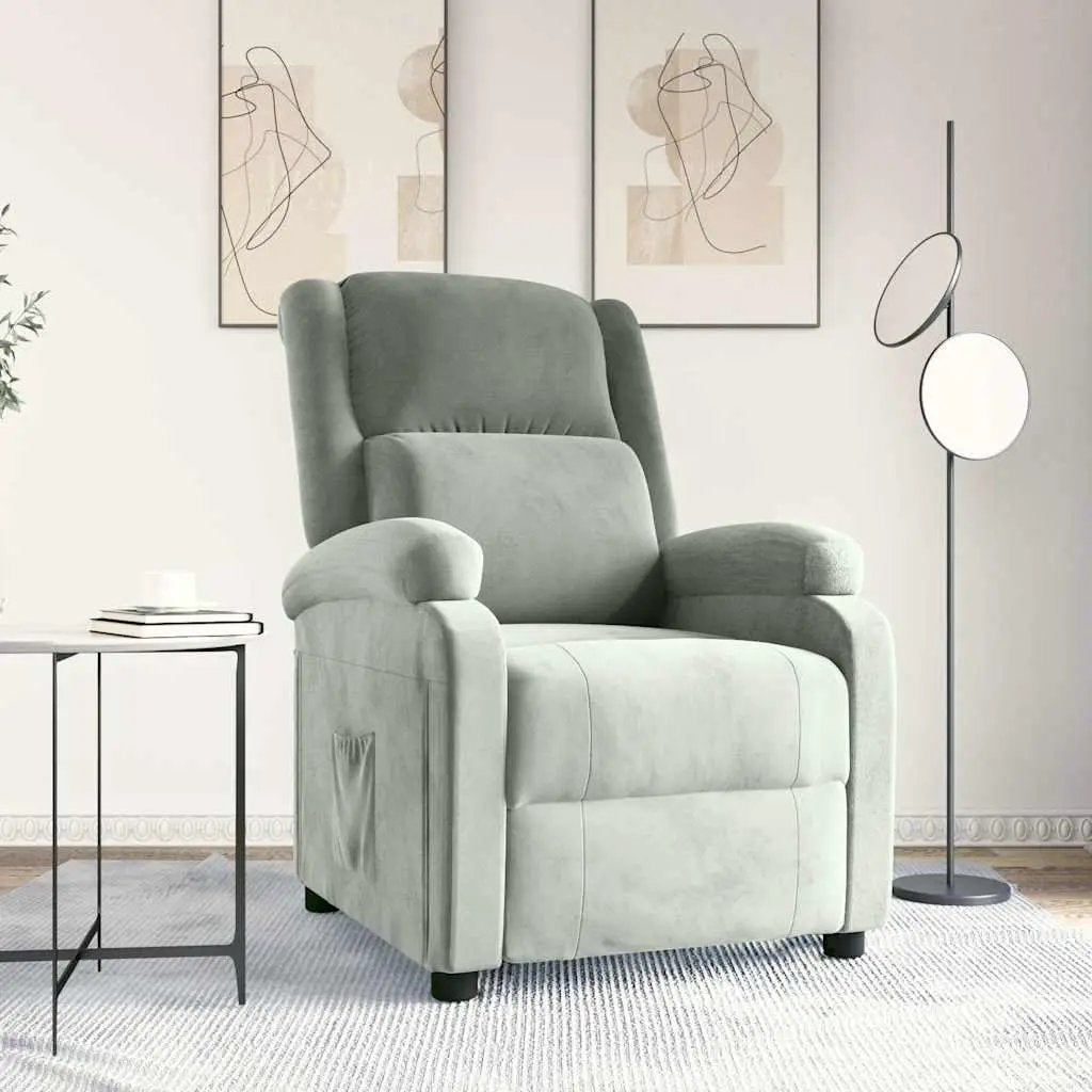 vidaXL Recliner Chair Light Grey Velvet - from vidaXL