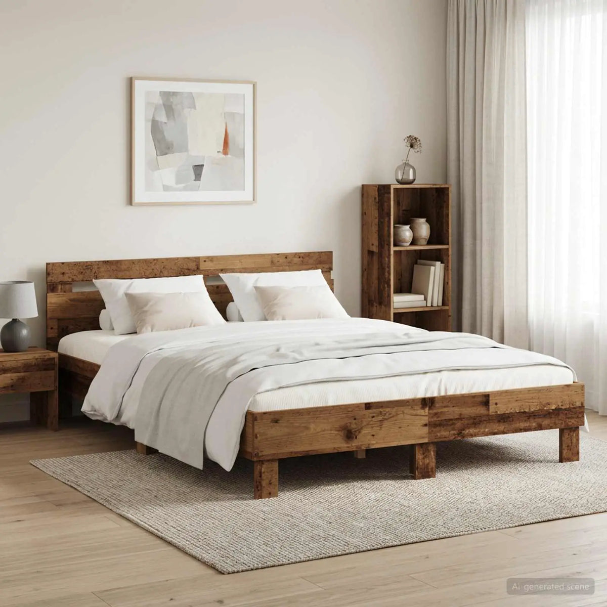 vidaXL Bed Frame Old Wood 203 x 95 x 70 cm Engineered Wood - from vidaXL