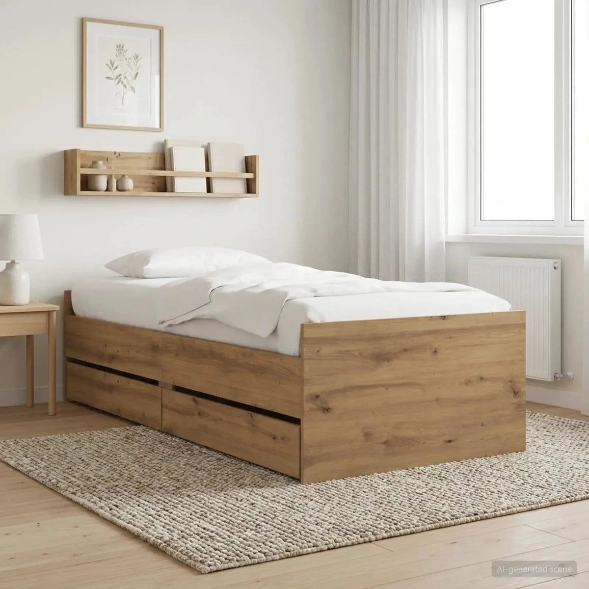 vidaXL Bed Frame with Drawer Old Wood 100 x 200 cm Solid Pine Wood - from vidaXL