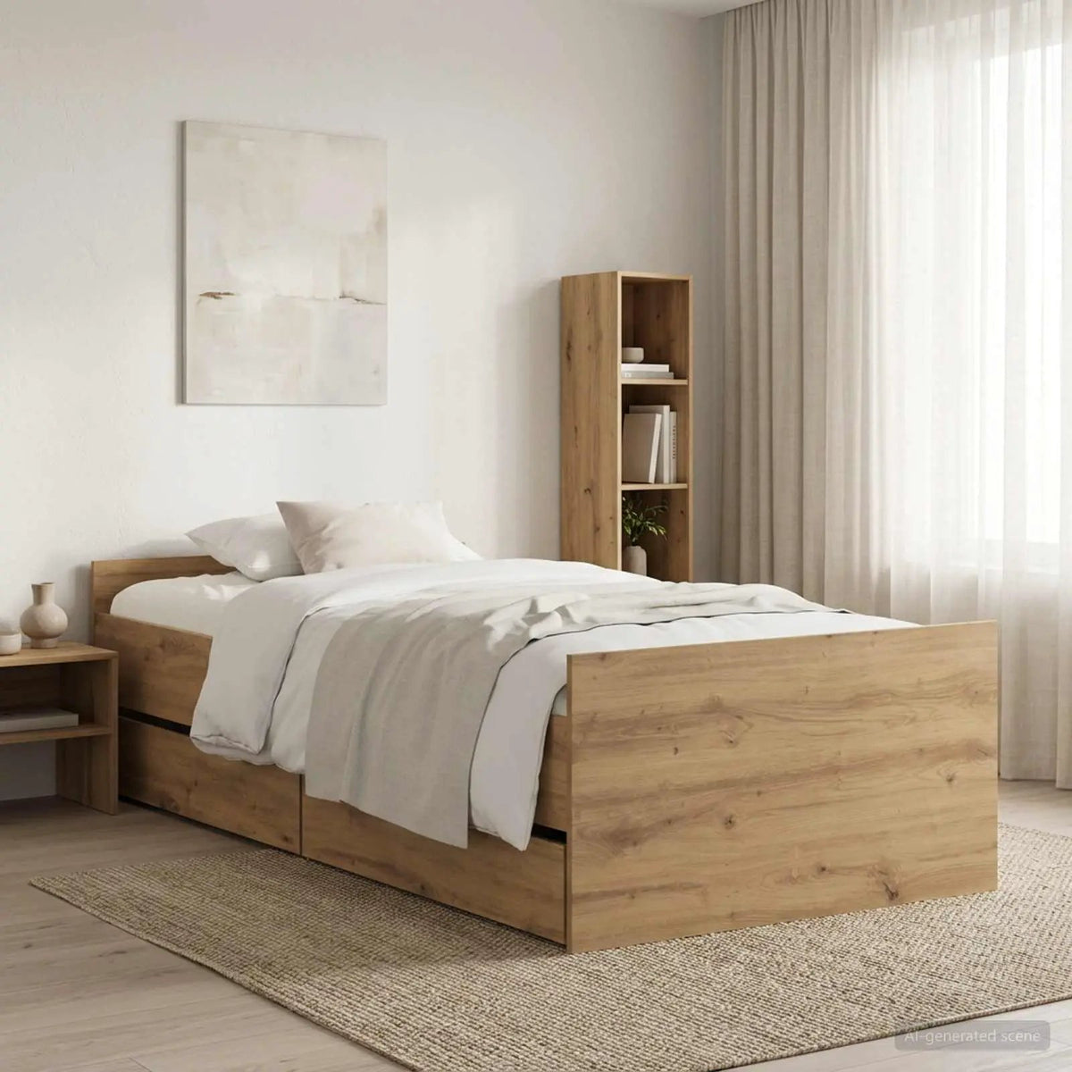 vidaXL Bed Frame | White | Engineered wood | Single | Bed Frame | Rectangular - from vidaXL