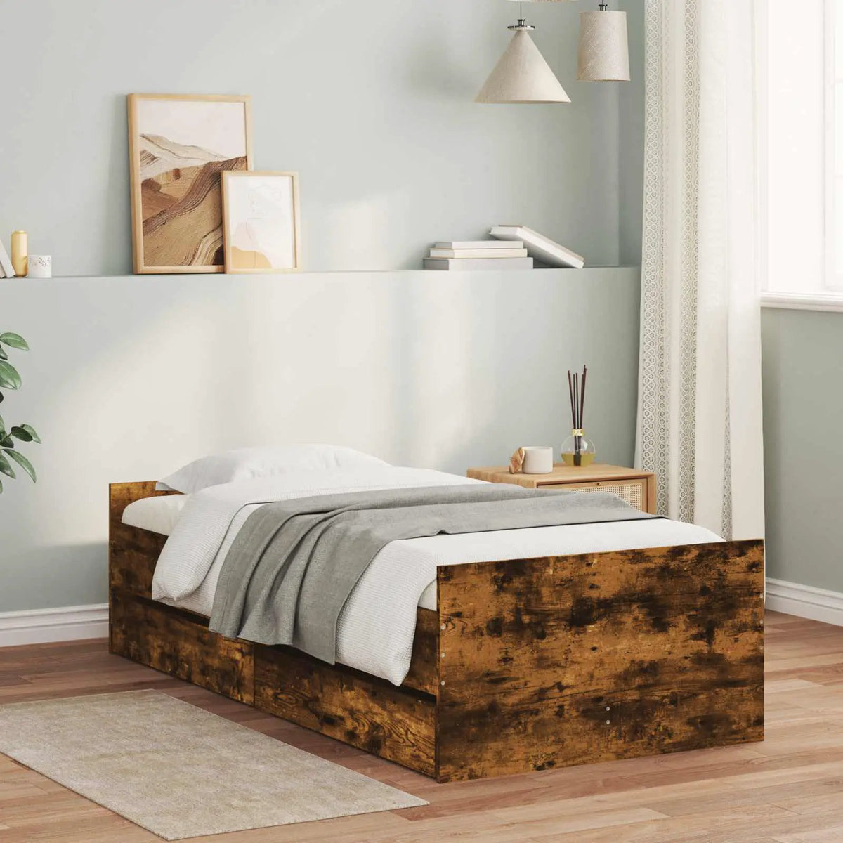 vidaXL Bed Frame | White | Engineered wood | Single | Bed Frame | Rectangular - from vidaXL