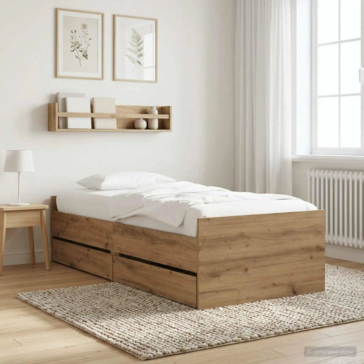 vidaXL Bed Frame | White | Engineered wood | Single | Bed Frame | Rectangular - from vidaXL