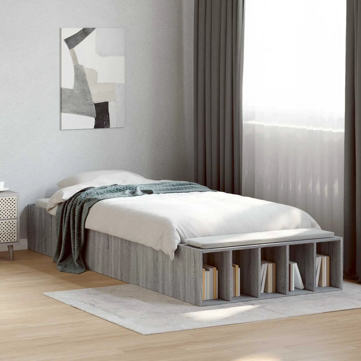 vidaXL Bed Frame without Mattress Grey Sonoma 90x190 cm Single - from vidaXL