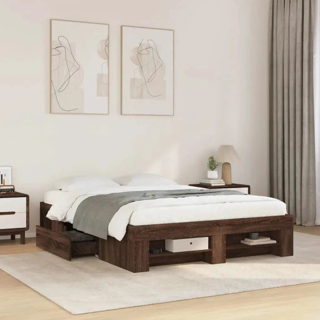 vidaXL Bed Frame without Mattress White 200x200 cm Engineered Wood - from vidaXL