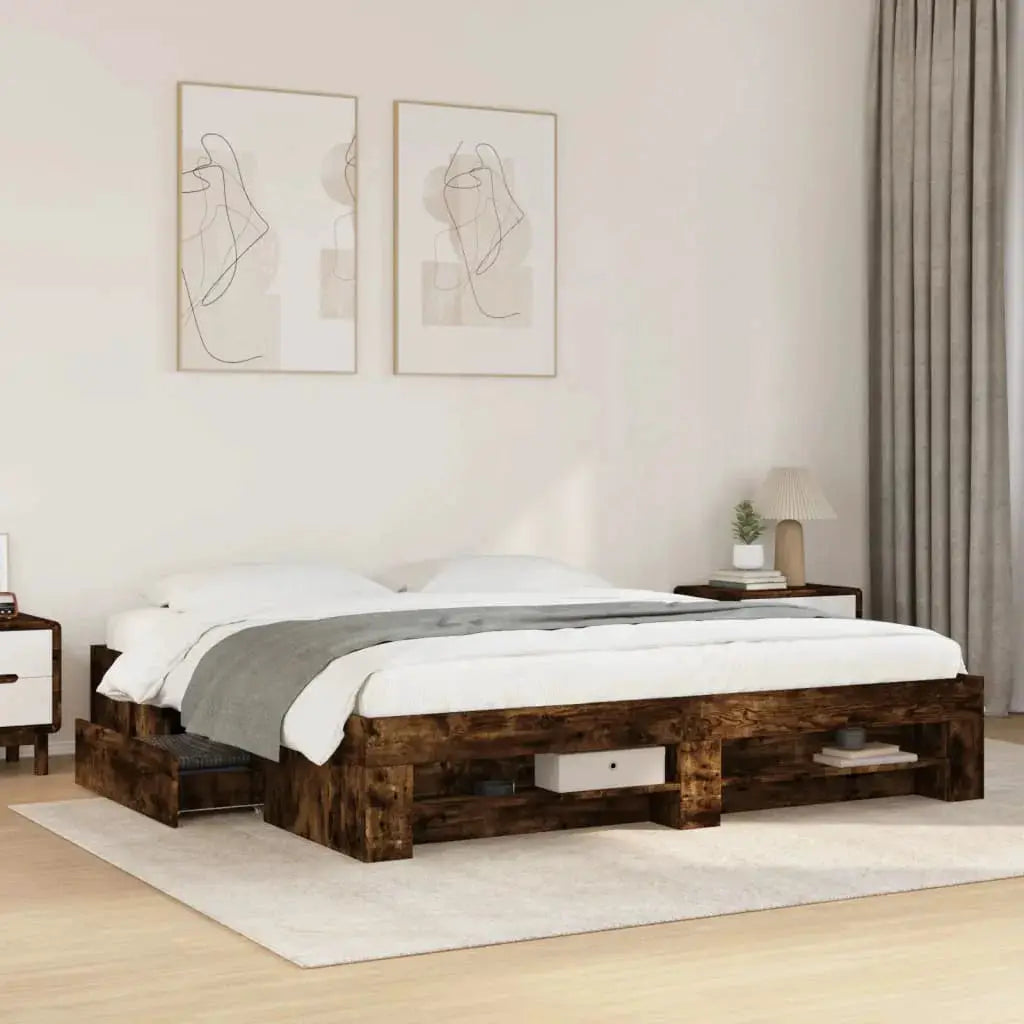 vidaXL Bed Frame without Mattress White 200x200 cm Engineered Wood - from vidaXL
