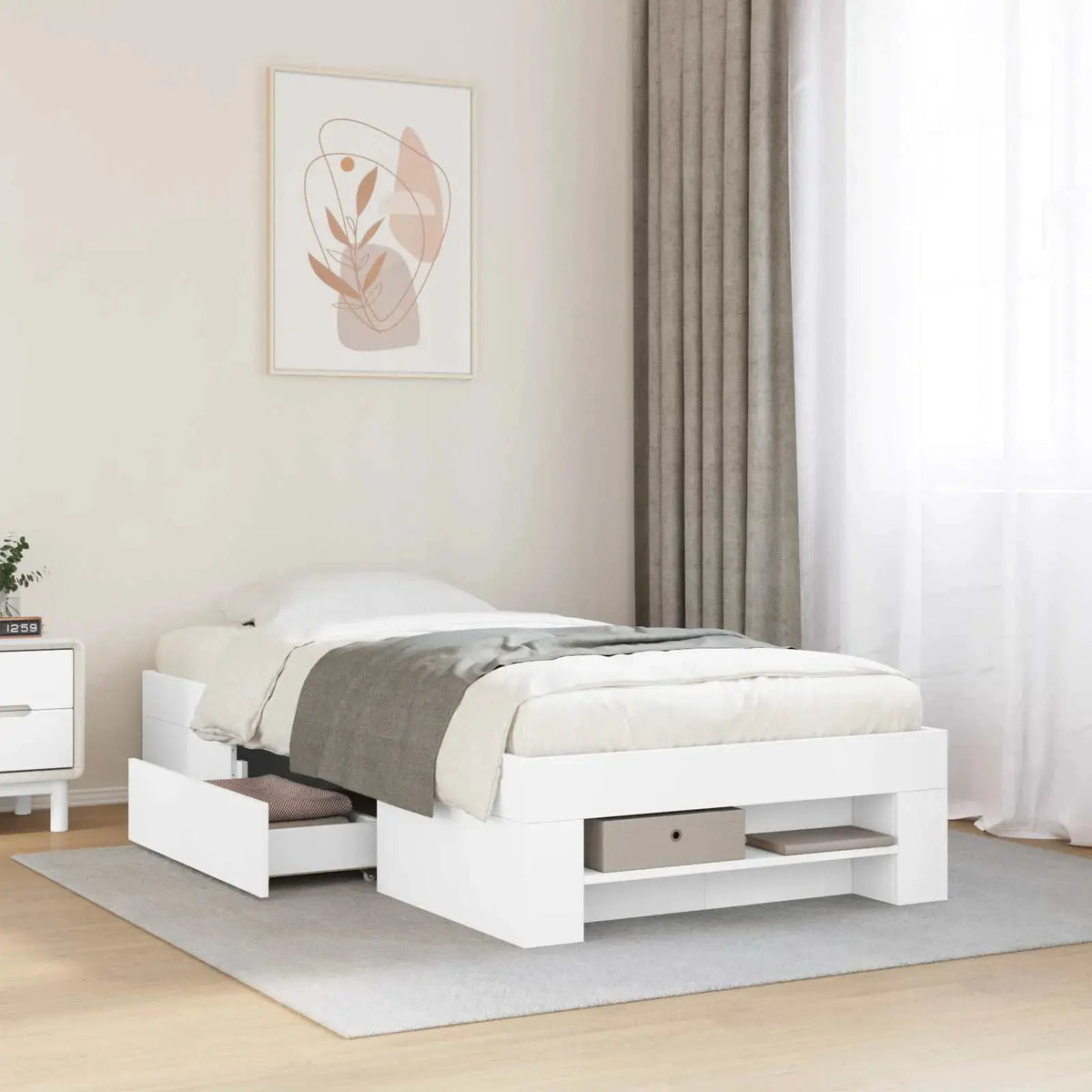 vidaXL Bed Frame without Mattress White 200x200 cm Engineered Wood - from vidaXL