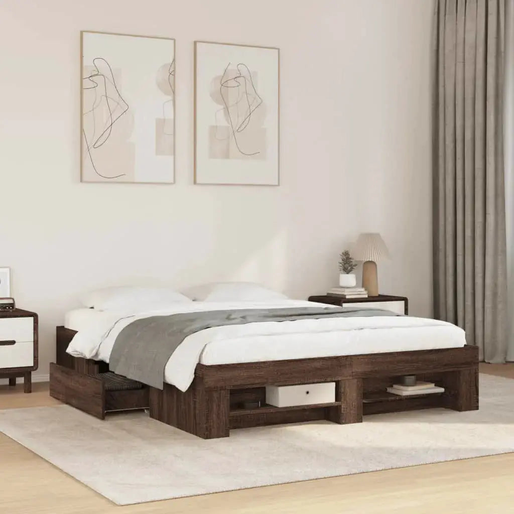 vidaXL Bed Frame without Mattress White 200x200 cm Engineered Wood - from vidaXL