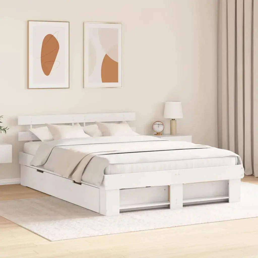 vidaXL Bed Frame with Headboard Natural 100 x 200 cm Solid Pine Wood - from vidaXL