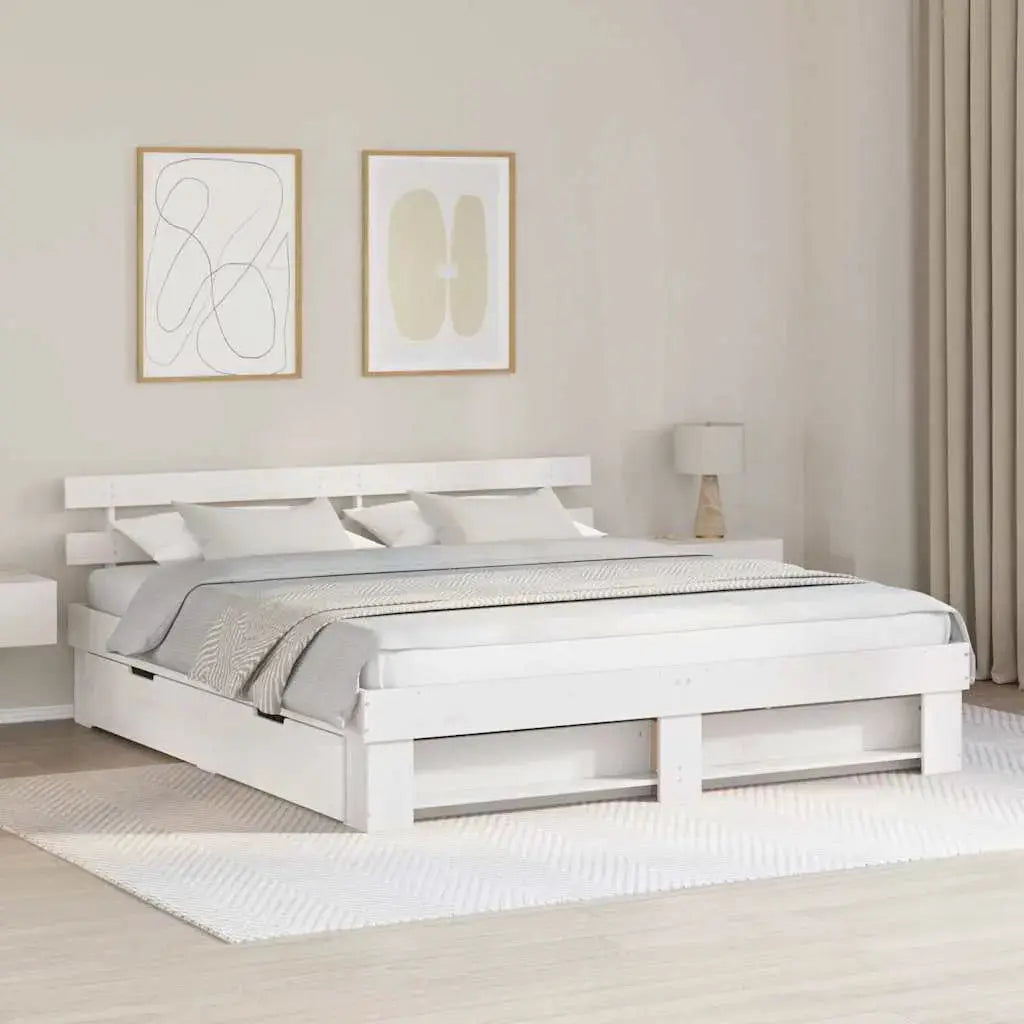vidaXL Bed Frame with Headboard Natural 100 x 200 cm Solid Pine Wood - from vidaXL