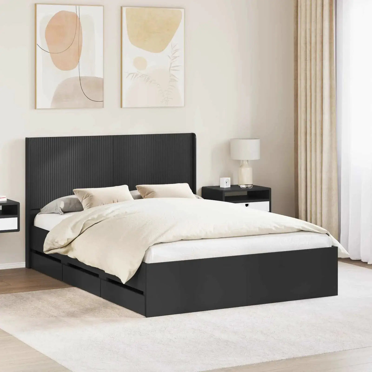 vidaXL Bed Frame with Storage and Headboard White 200 x 200 cm - from vidaXL
