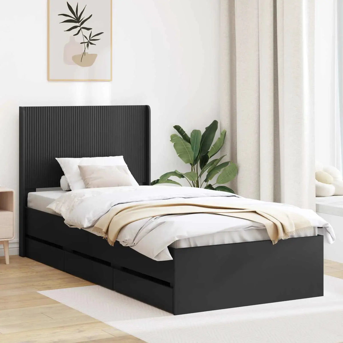 vidaXL Bed Frame with Storage and Headboard White 200 x 200 cm - from vidaXL