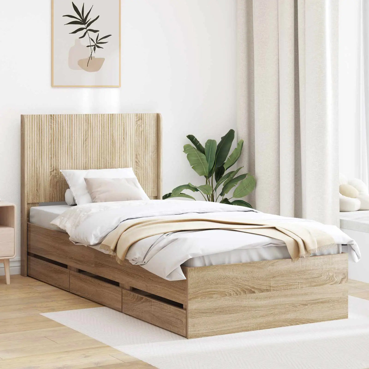 vidaXL Bed Frame with Storage and Headboard White 200 x 200 cm - from vidaXL