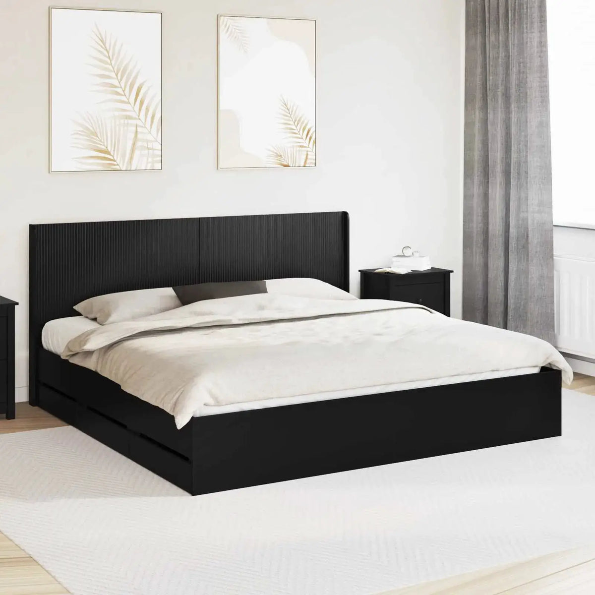 vidaXL Bed Frame with Storage and Headboard White 200 x 200 cm - from vidaXL
