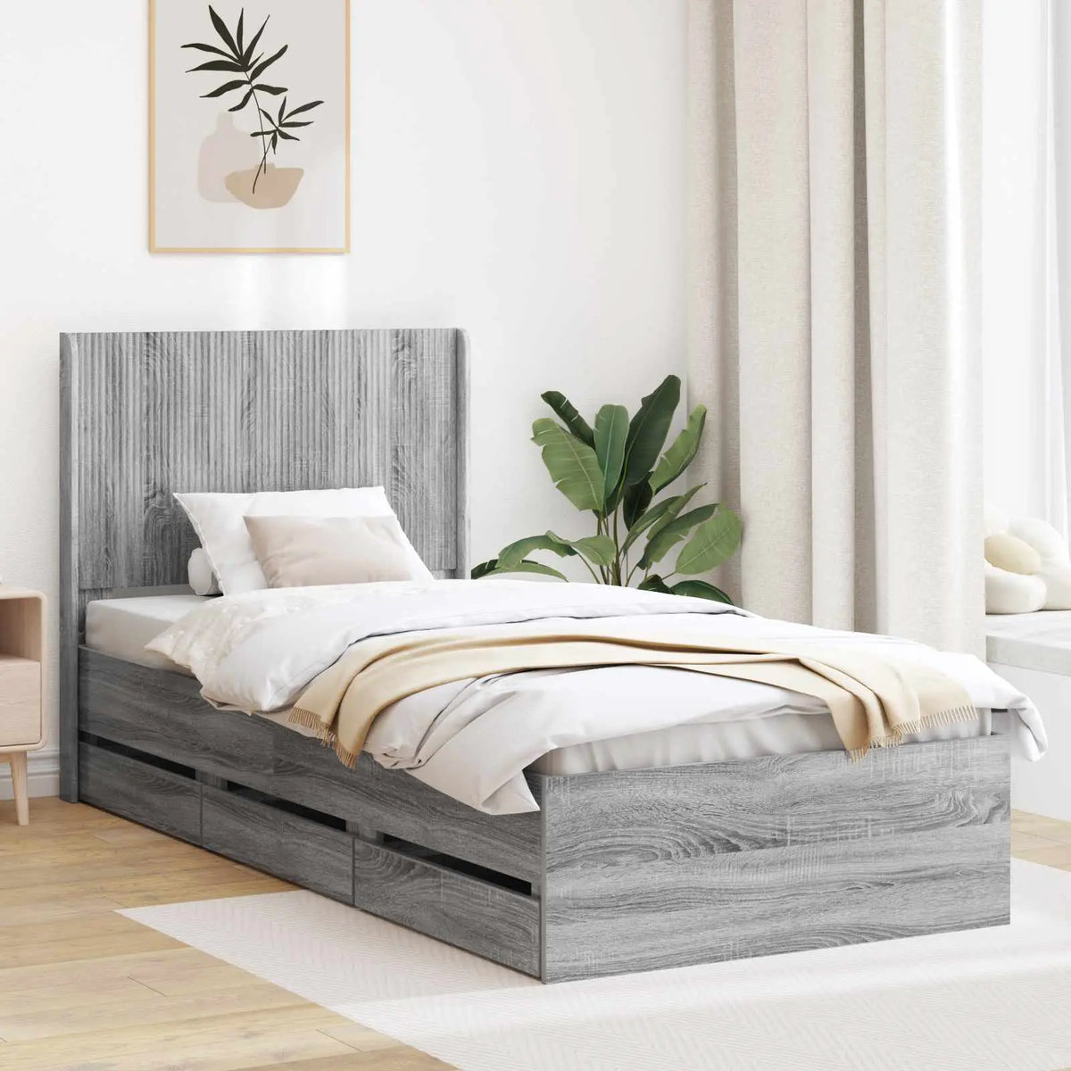 vidaXL Bed Frame with Storage and Headboard White 200 x 200 cm - from vidaXL