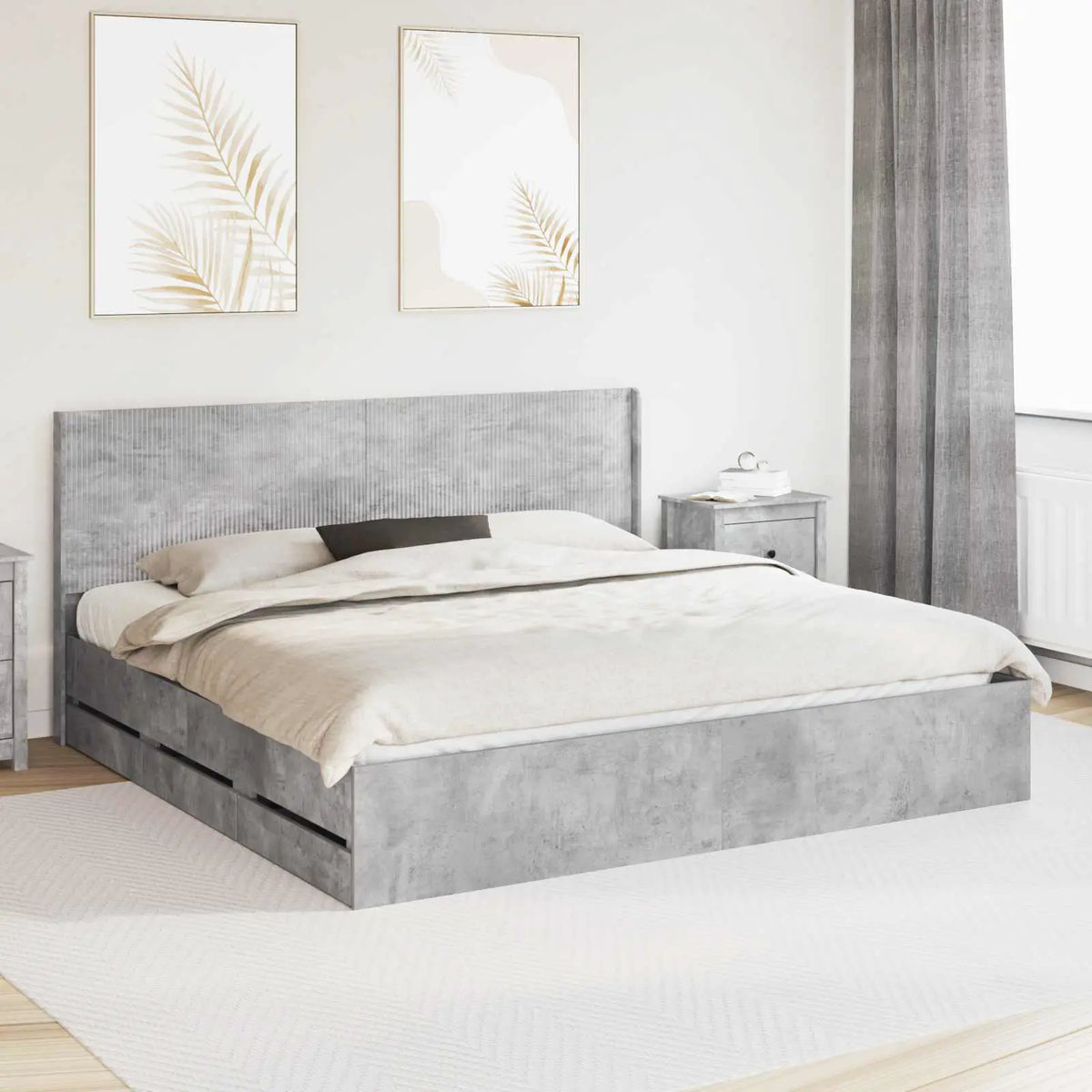 vidaXL Bed Frame with Storage and Headboard White 200 x 200 cm - from vidaXL