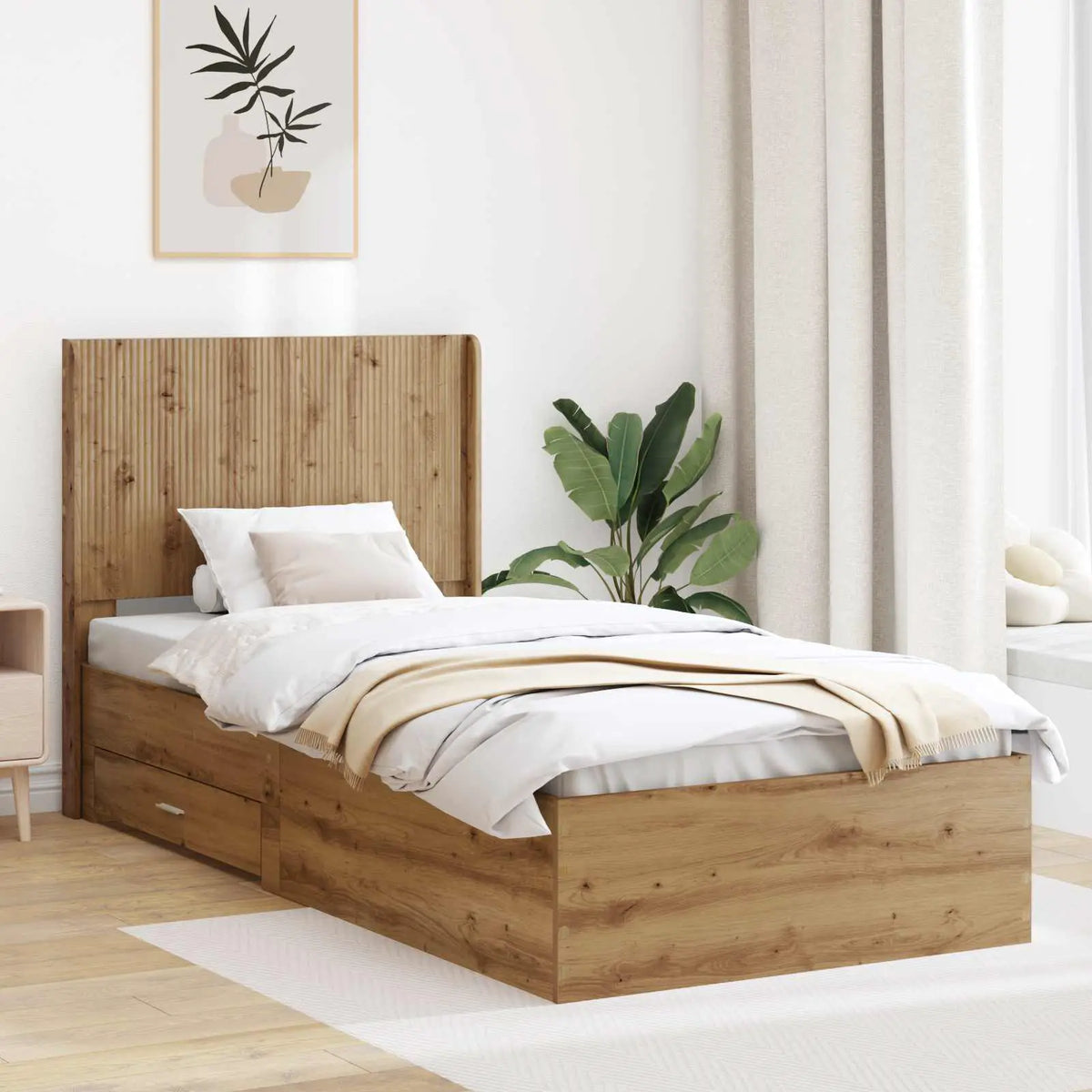 vidaXL Bed Frame with Storage and Headboard Concrete Grey - from vidaXL