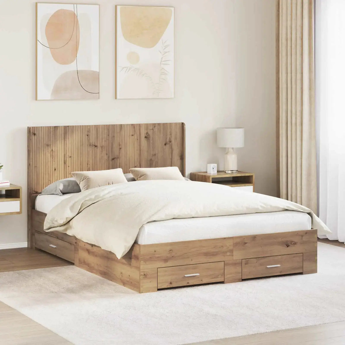 vidaXL Bed Frame with Storage and Headboard Concrete Grey - from vidaXL