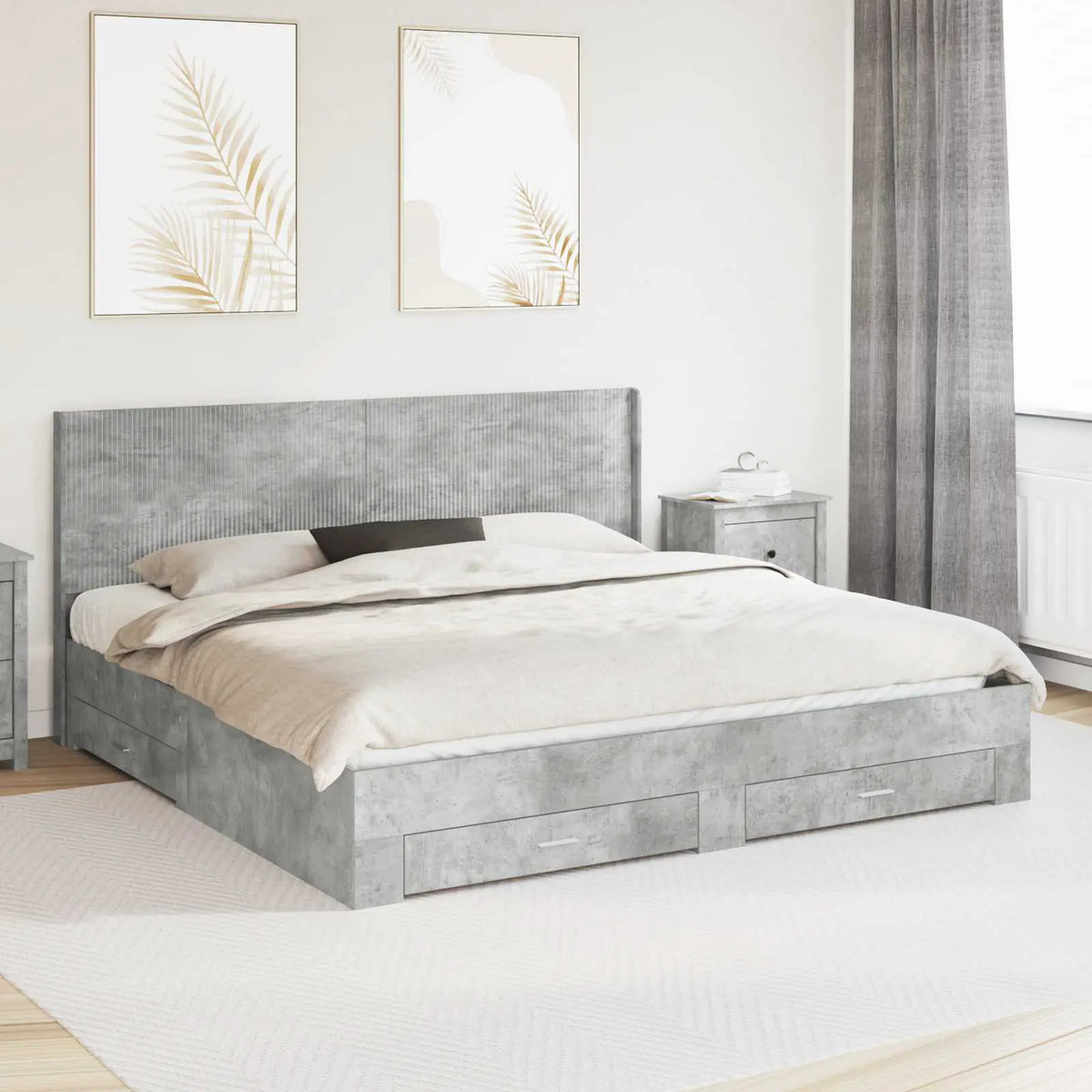vidaXL Bed Frame with Storage and Headboard Concrete Grey - from vidaXL