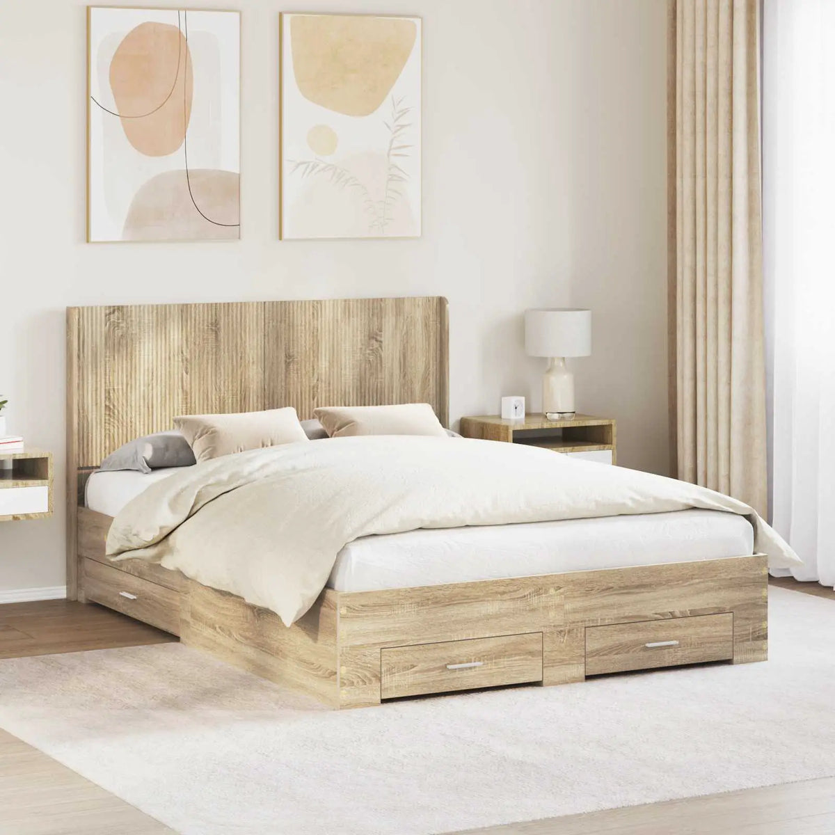 vidaXL Bed Frame with Storage and Headboard Concrete Grey - from vidaXL