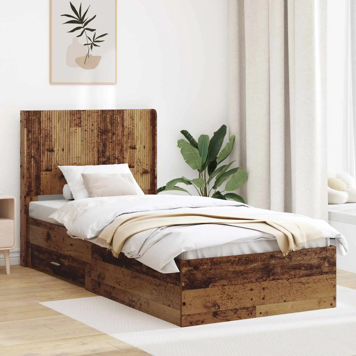vidaXL Bed Frame with Storage and Headboard Concrete Grey - from vidaXL