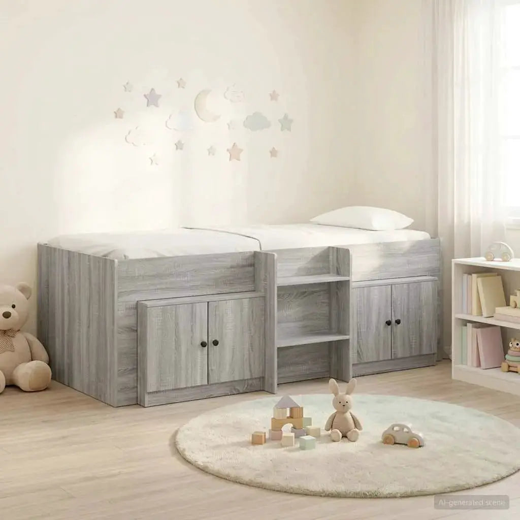 vidaXL Loft Bed Frame with Cabinet 3 pcs White Engineered Wood - from vidaXL