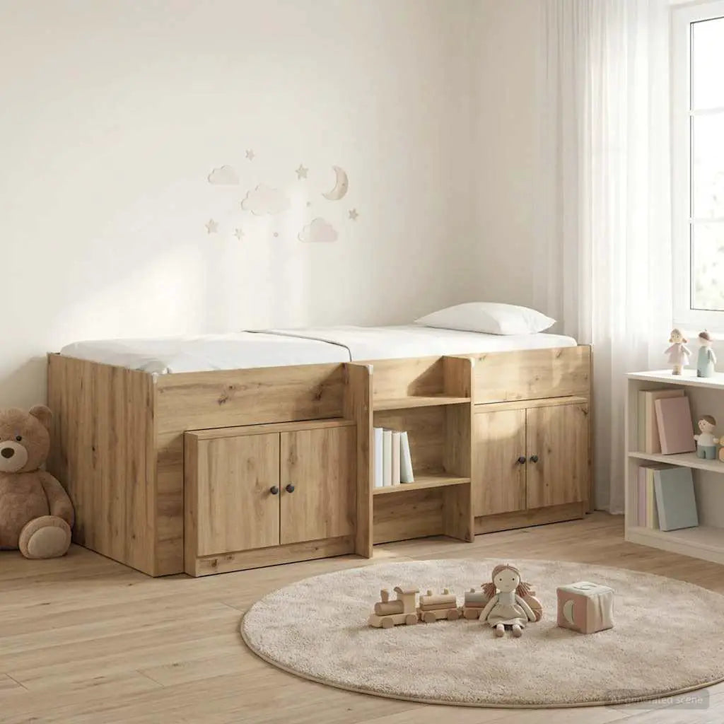 vidaXL Loft Bed Frame with Cabinet 3 pcs White Engineered Wood - from vidaXL