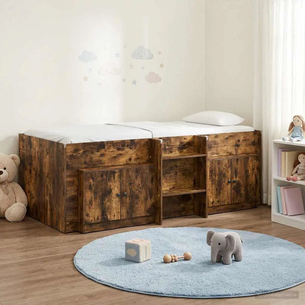vidaXL Loft Bed Frame with Cabinet 3 pcs White Engineered Wood - from vidaXL