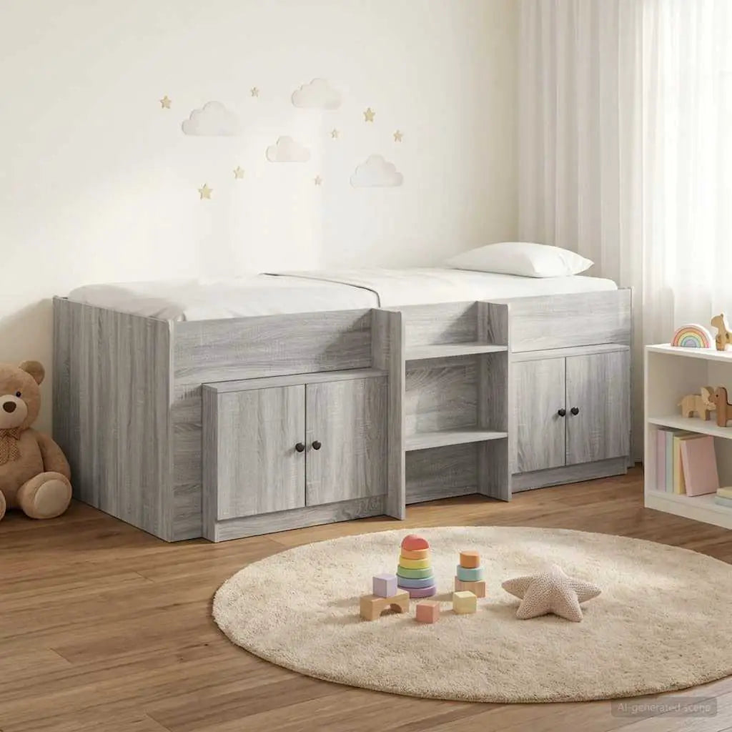 vidaXL Loft Bed Frame with Cabinet 3 pcs White Engineered Wood - from vidaXL