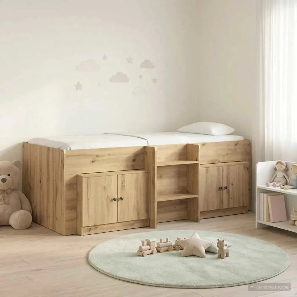 vidaXL Loft Bed Frame with Cabinet 3 pcs White Engineered Wood - from vidaXL