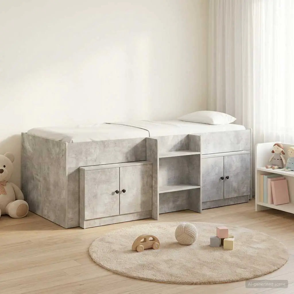 vidaXL Loft Bed Frame with Cabinet 3 pcs White Engineered Wood - from vidaXL