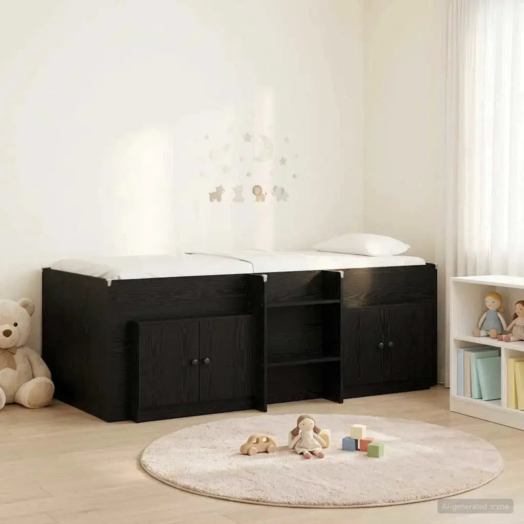vidaXL Loft Bed Frame with Cabinet 3 pcs White Engineered Wood - from vidaXL