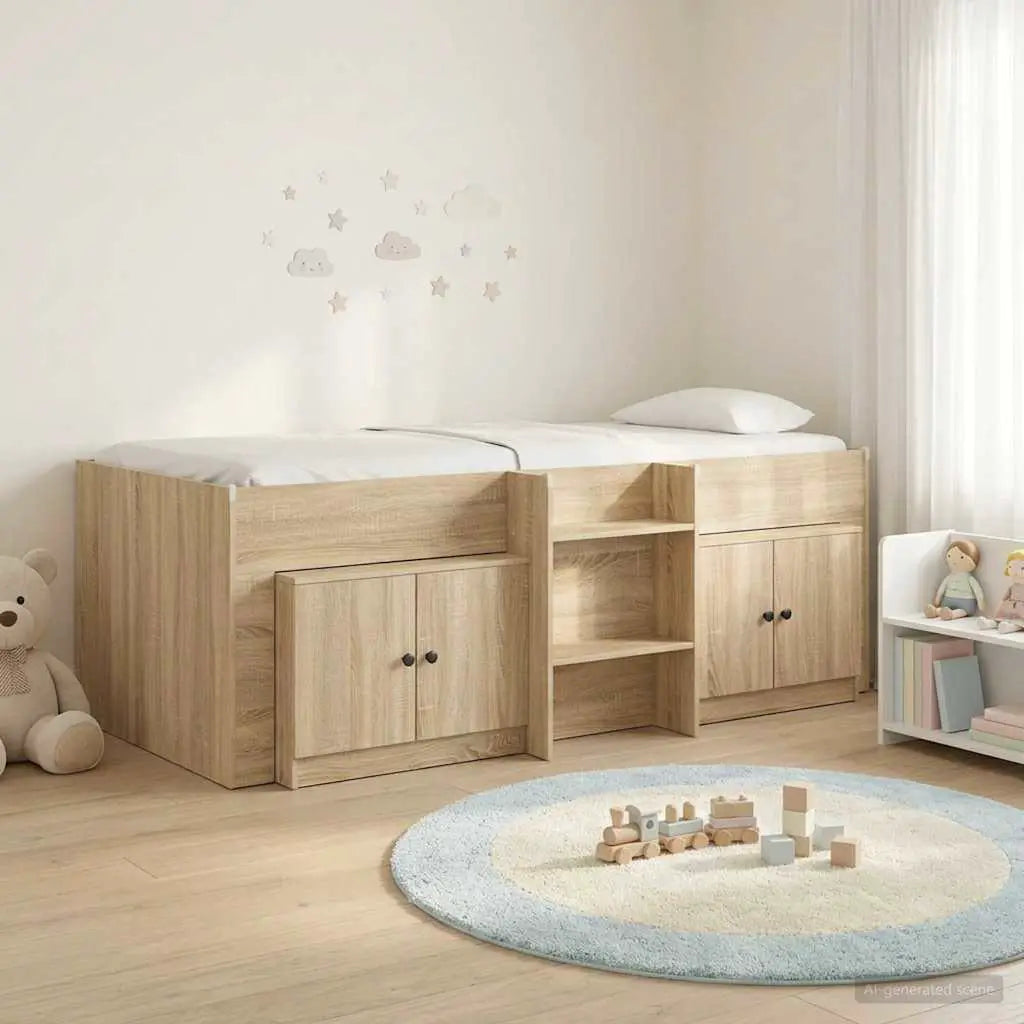 vidaXL Loft Bed Frame with Cabinet 3 pcs White Engineered Wood - from vidaXL