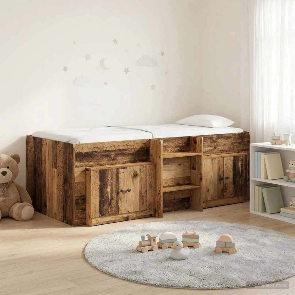 vidaXL Loft Bed Frame with Cabinet 3 pcs White Engineered Wood - from vidaXL
