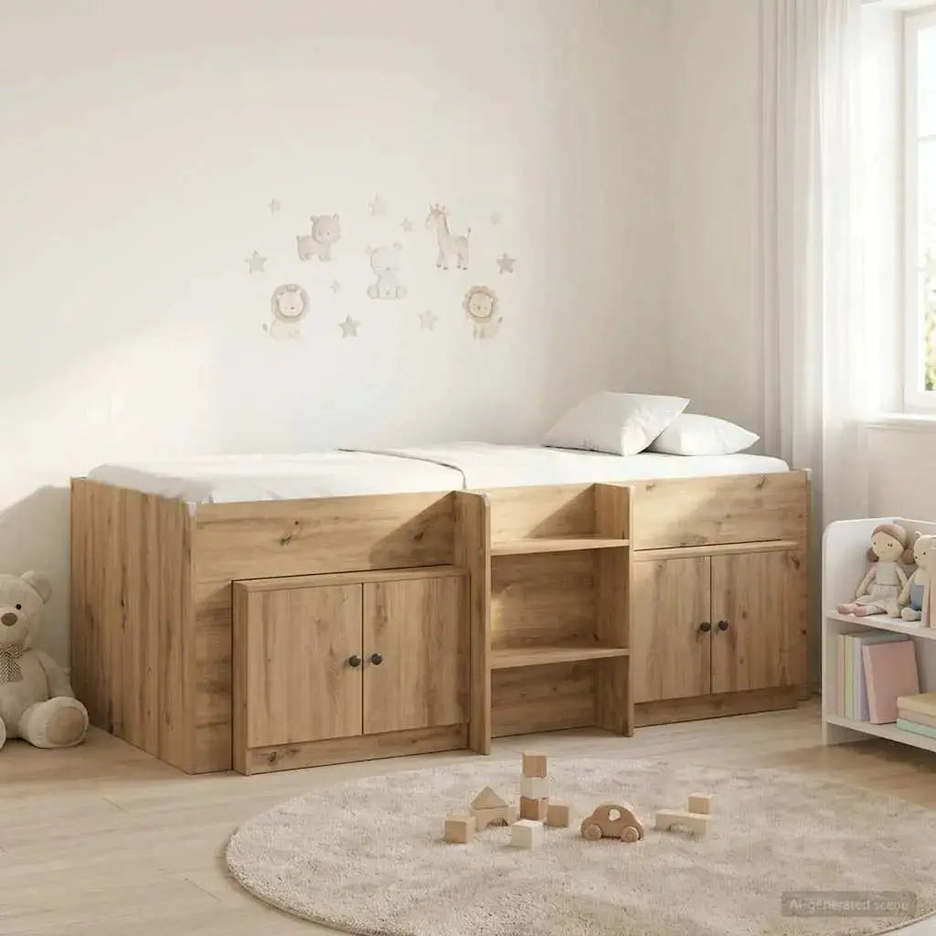 vidaXL Loft Bed Frame with Cabinet 3 pcs White Engineered Wood - from vidaXL