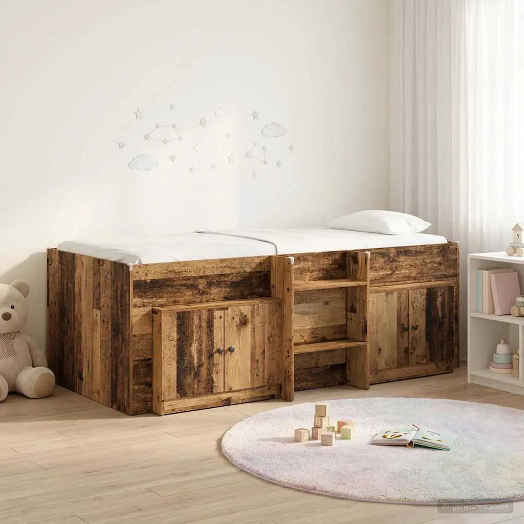 vidaXL Loft Bed Frame with Cabinet 3 pcs White Engineered Wood - from vidaXL