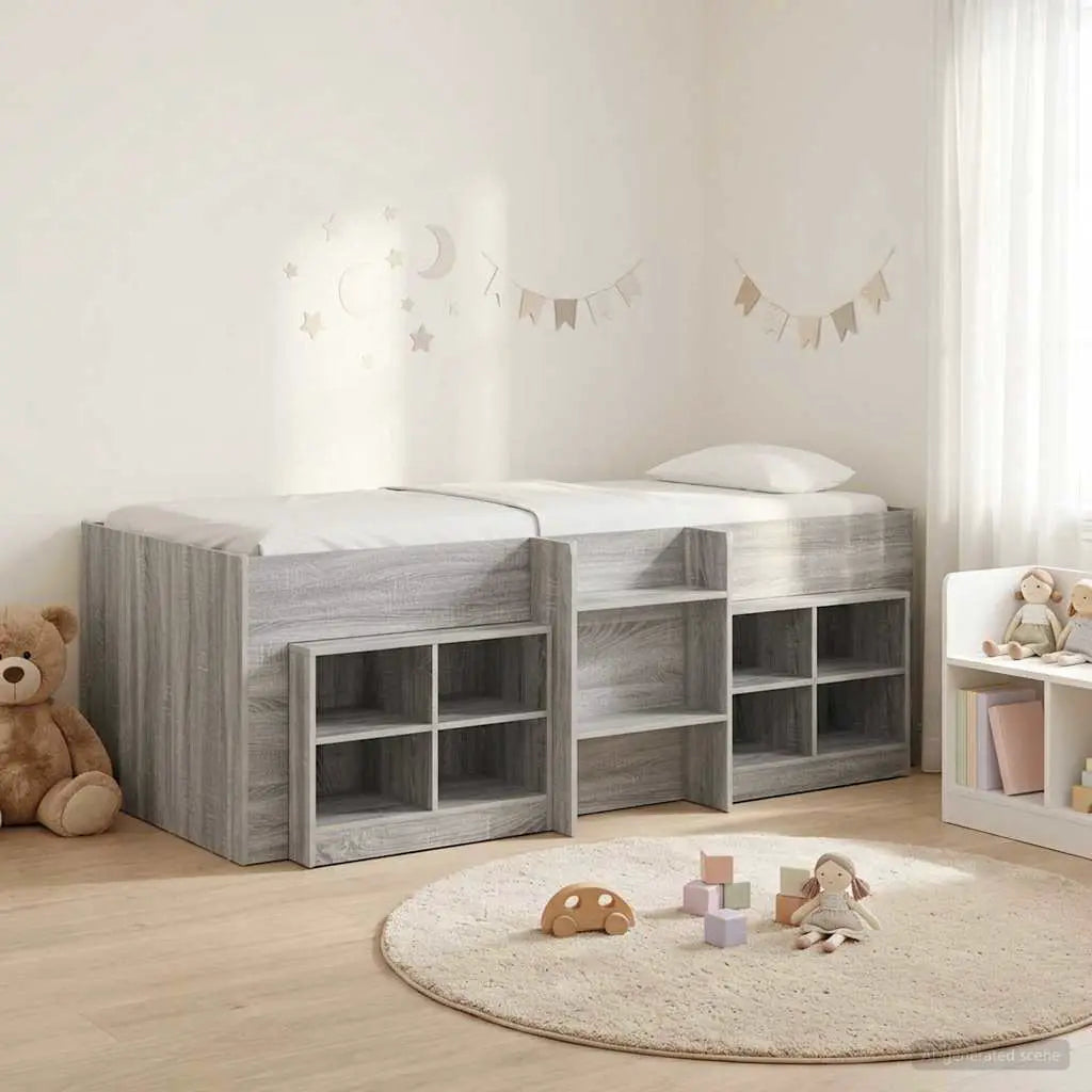 vidaXL Loft Bed Frame with Cabinet 3 pcs White Engineered Wood - from vidaXL