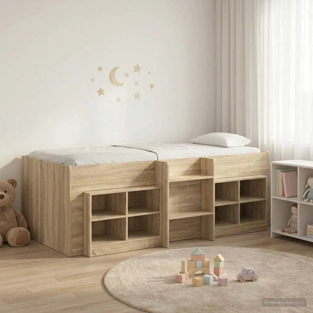 vidaXL Loft Bed Frame with Cabinet 3 pcs White Engineered Wood - from vidaXL