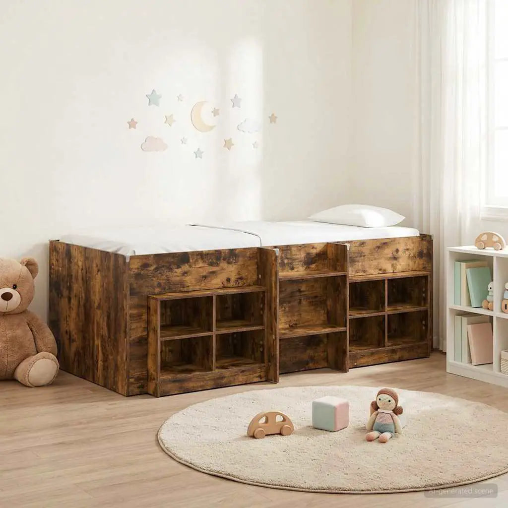 vidaXL Loft Bed Frame with Cabinet 3 pcs White Engineered Wood - from vidaXL