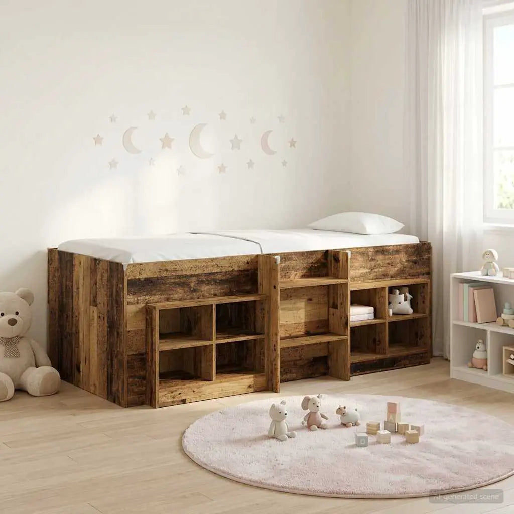 vidaXL Loft Bed Frame with Cabinet 3 pcs White Engineered Wood - from vidaXL