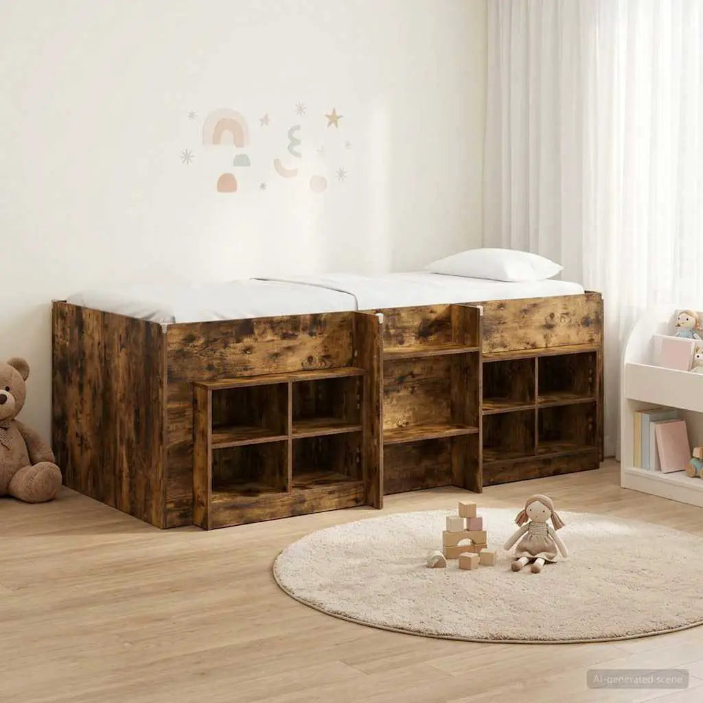 vidaXL Loft Bed Frame with Cabinet 3 pcs White Engineered Wood - from vidaXL