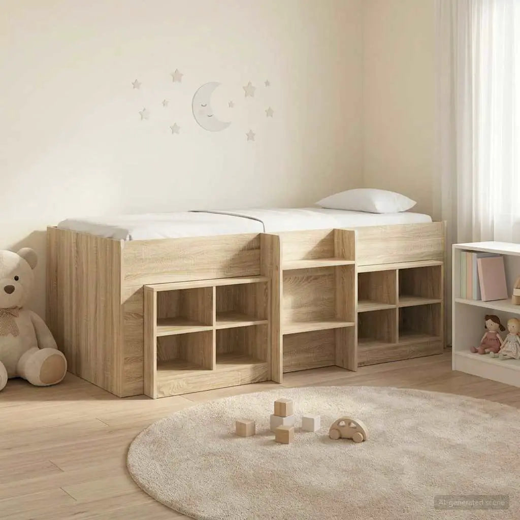 vidaXL Loft Bed Frame with Cabinet 3 pcs White Engineered Wood - from vidaXL